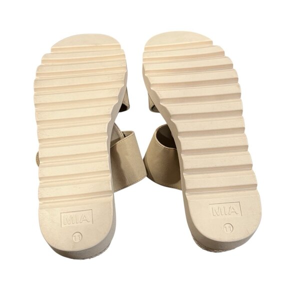 New MIA Orla Slip On Wedge Buckle Womens Chunky Tan Beige Sandals Size 11 - Picture 7 of 12